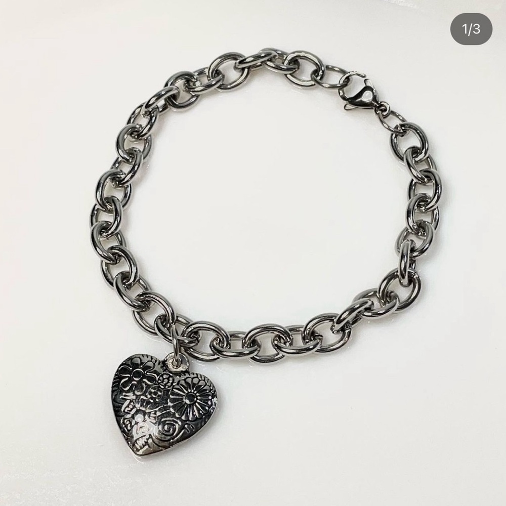 Stainless Steel Heart Charm Bracelet